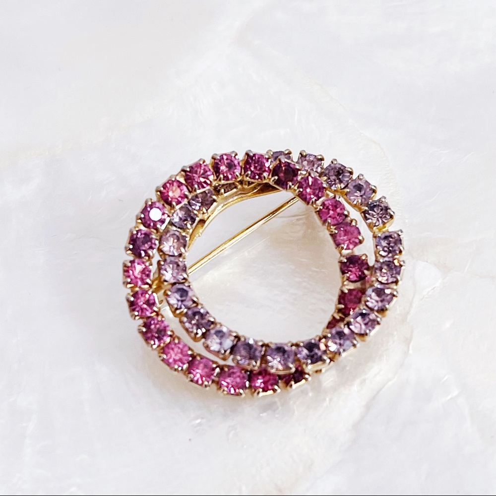 Pink & Purple Rhinestone Interlocking Circle Infi… - image 1